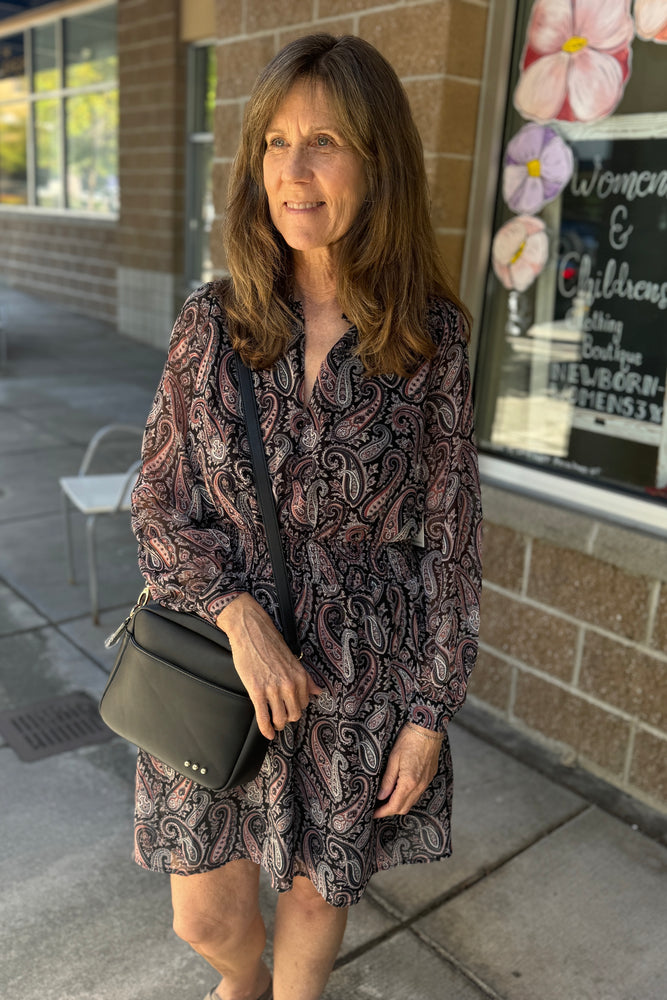 Smocked Waist Mini Dress Paisley
