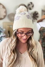 Lavender Daisy Patterned Faux Fur C.C Beanie