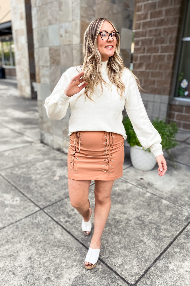 Marina Lace Up Tan Skirt