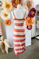 Orange and Pink Striped Knit Dress