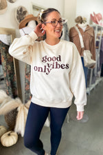 Cream Good Vibes Only Embroidered Sweatshirt