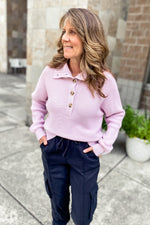 Renee Lilac Button Up Collared Sweater