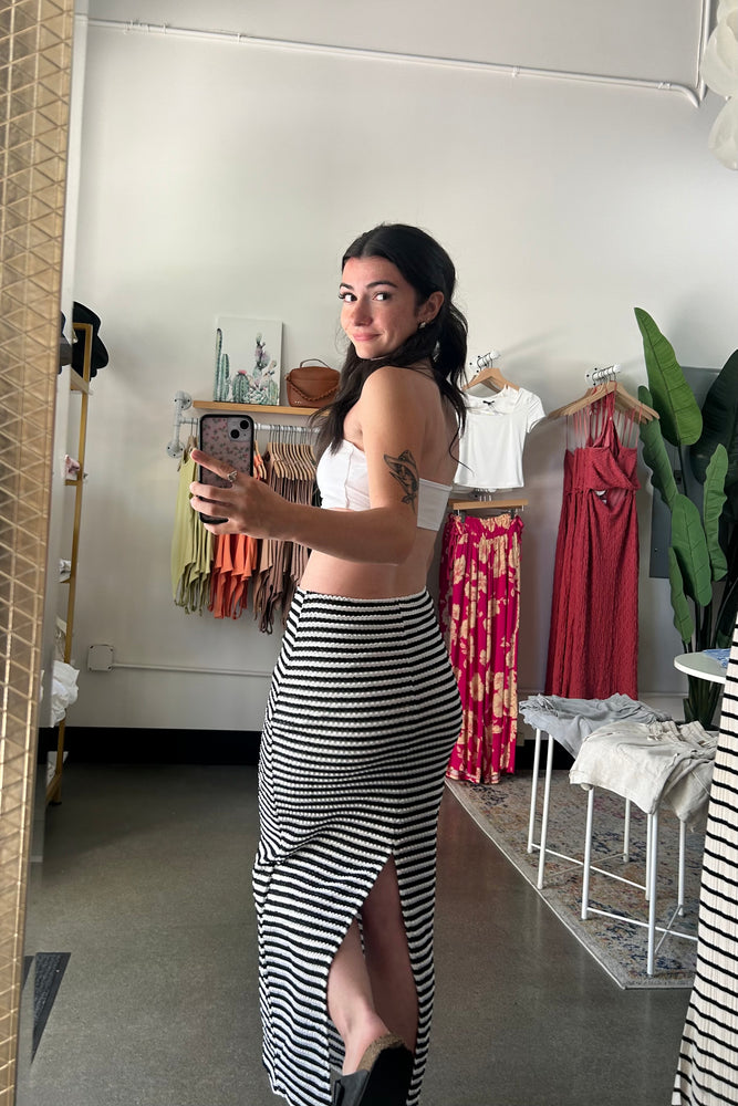 Striped Maxi Skirt Black and White
