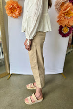 High Rise Straight Leg Ankle Jean Tan