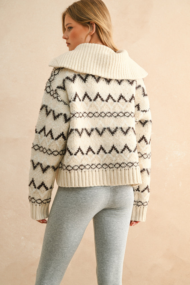 Zig Zag Half Zip Sweater