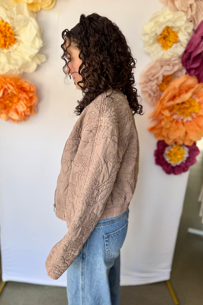 Floral Quilted Bomber Jacket