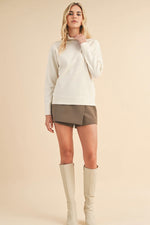 Soft Mock Neck Sweater Top Ecru