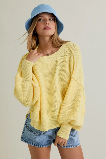 Pullover Mock Neck Sweater Yellow