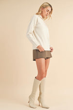 Soft Mock Neck Sweater Top Ecru