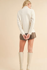 Soft Mock Neck Sweater Top Ecru
