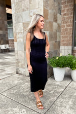 Blaine Black Knit Ribbed Bodycon Dress - Lilac&Lemon