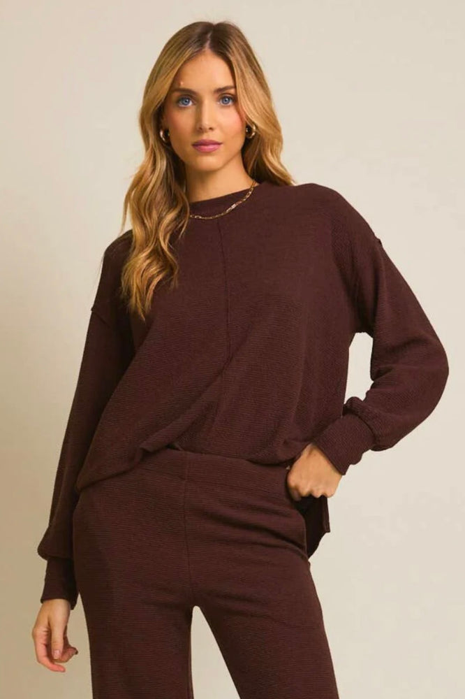 Round Neck Sweater Top Cocoa