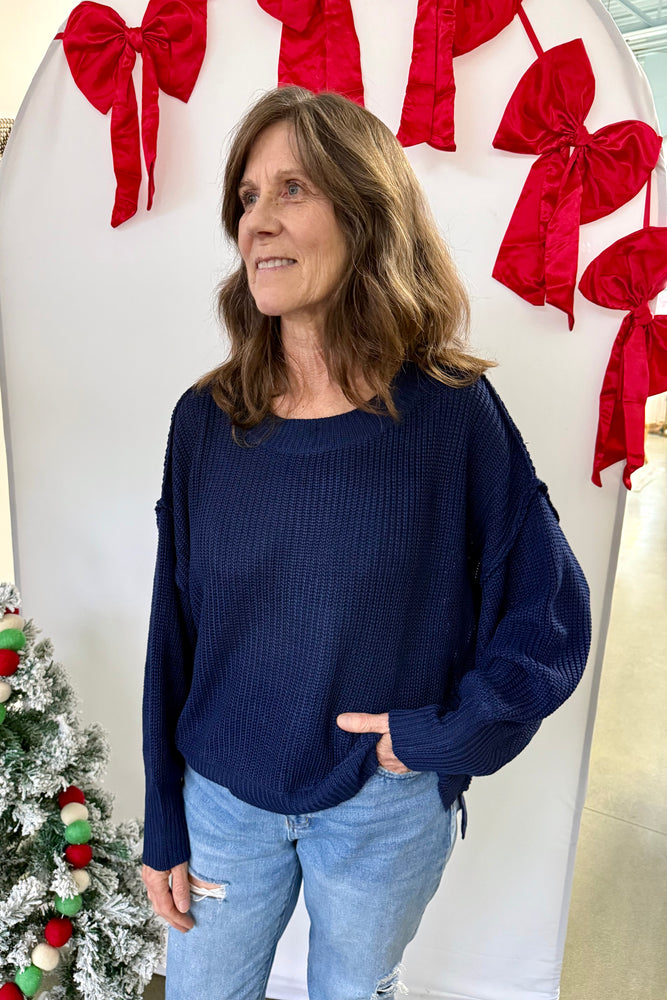 Pullover Mockneck Sweater Navy Blue