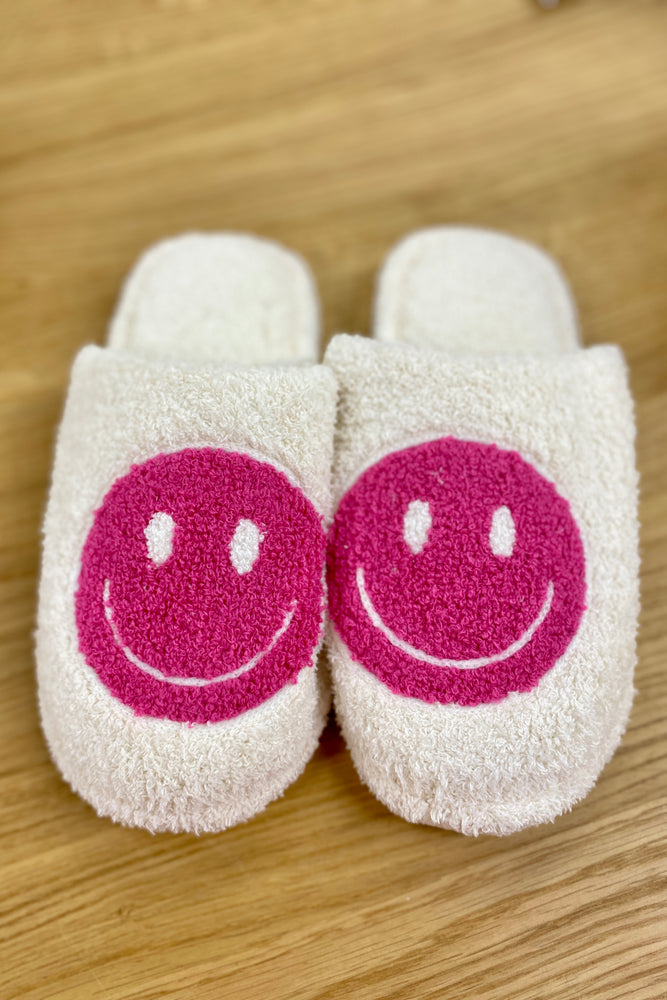 Pink Happy Face Slippers Size M/L