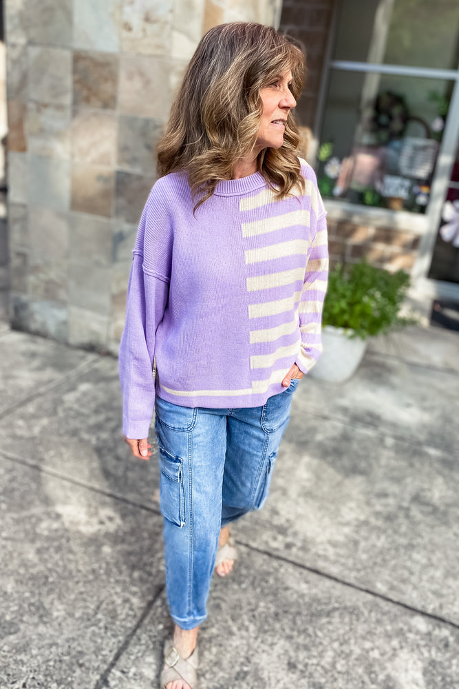 Kenna Lilac Striped Sweater - Lilac&Lemon