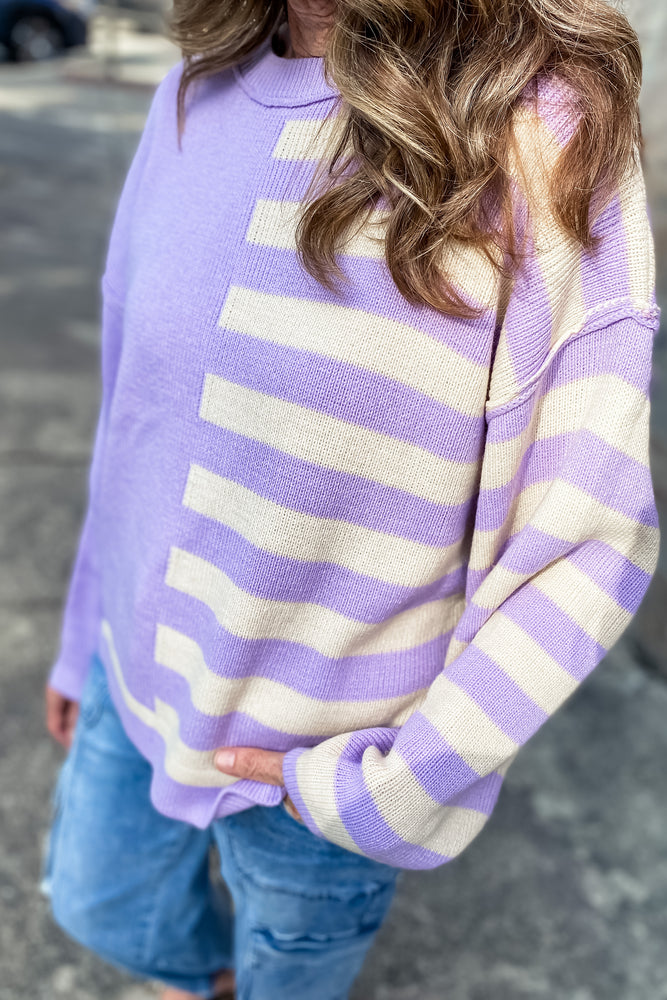 Kenna Lilac Striped Sweater - Lilac&Lemon