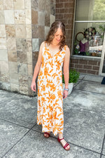 Jeanette Orange Floral Maxi Dress - Lilac&Lemon