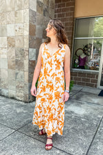 Jeanette Orange Floral Maxi Dress - Lilac&Lemon