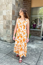 Jeanette Orange Floral Maxi Dress