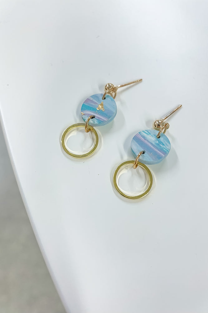 Marbled Double Circle Dangle Earrings