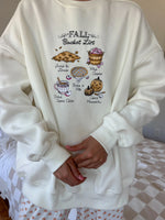 Ivory Autumn Fall Bucket List Embroidered Graphic Sweatshirt