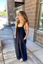 Shawn Wide Leg Gauzy Jumpsuit Black - Lilac&Lemon