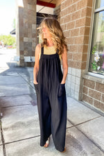 Shawn Wide Leg Gauzy Jumpsuit Black - Lilac&Lemon