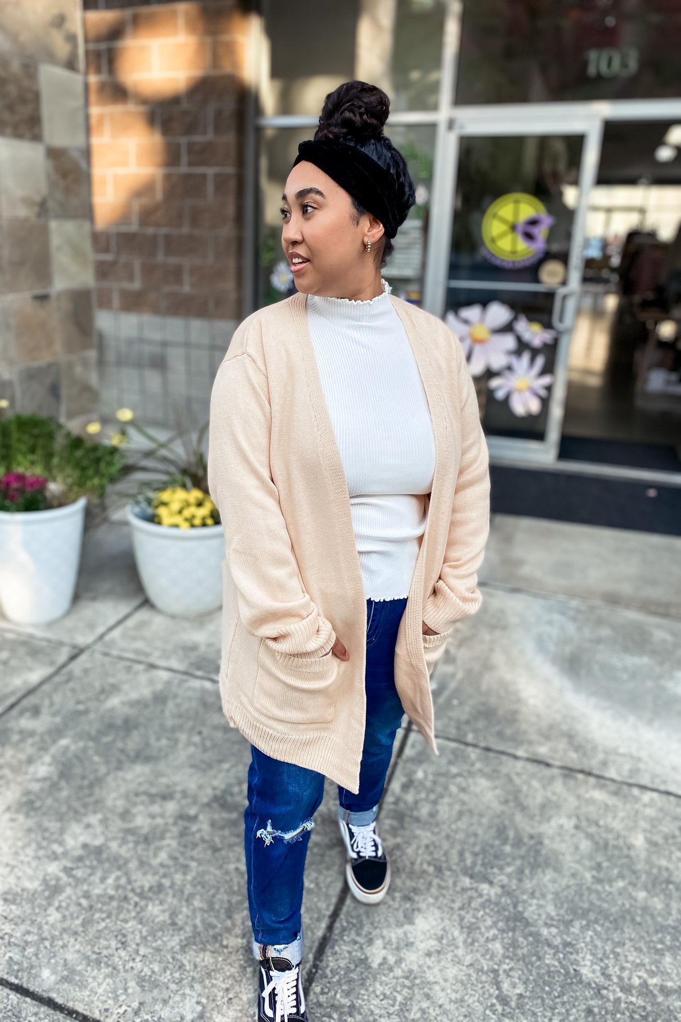 Cream open on sale front cardigan