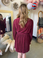 Augusta Pleated Surplice Dress Wine