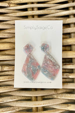 Simply Saige Blue and Pink Marbled Drop Studs - Lilac&Lemon