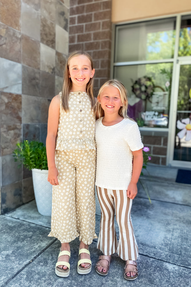 Girls Ivory Smocked Tee - Lilac&Lemon