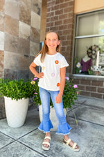 Girls Floral Patched Tee - Lilac&Lemon