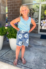 Girls Daisy Denim Shorts - Lilac&Lemon