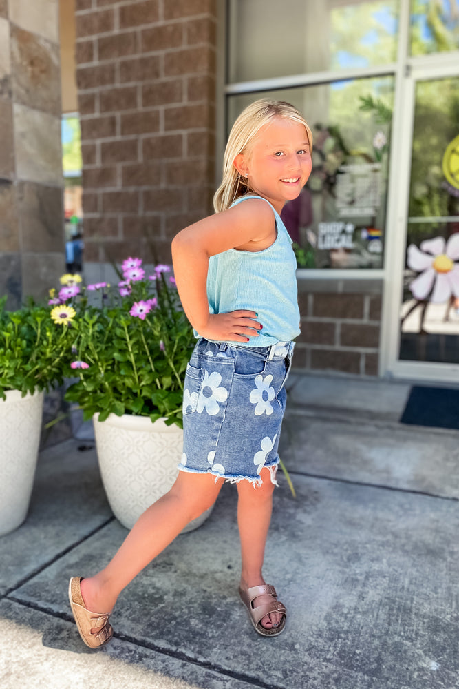 Girls Daisy Denim Shorts - Lilac&Lemon