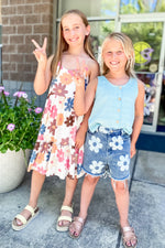 Girls Daisy Denim Shorts - Lilac&Lemon