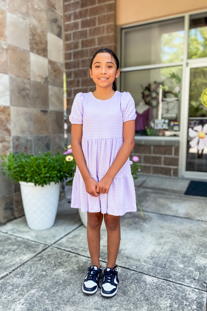 Girls Lilac Textured Dress - Lilac&Lemon