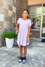 Girls Lilac Textured Dress
