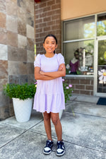 Girls Lilac Textured Dress - Lilac&Lemon