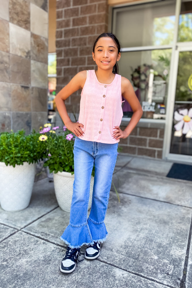 Girls Frill Flare Jeans - Lilac&Lemon