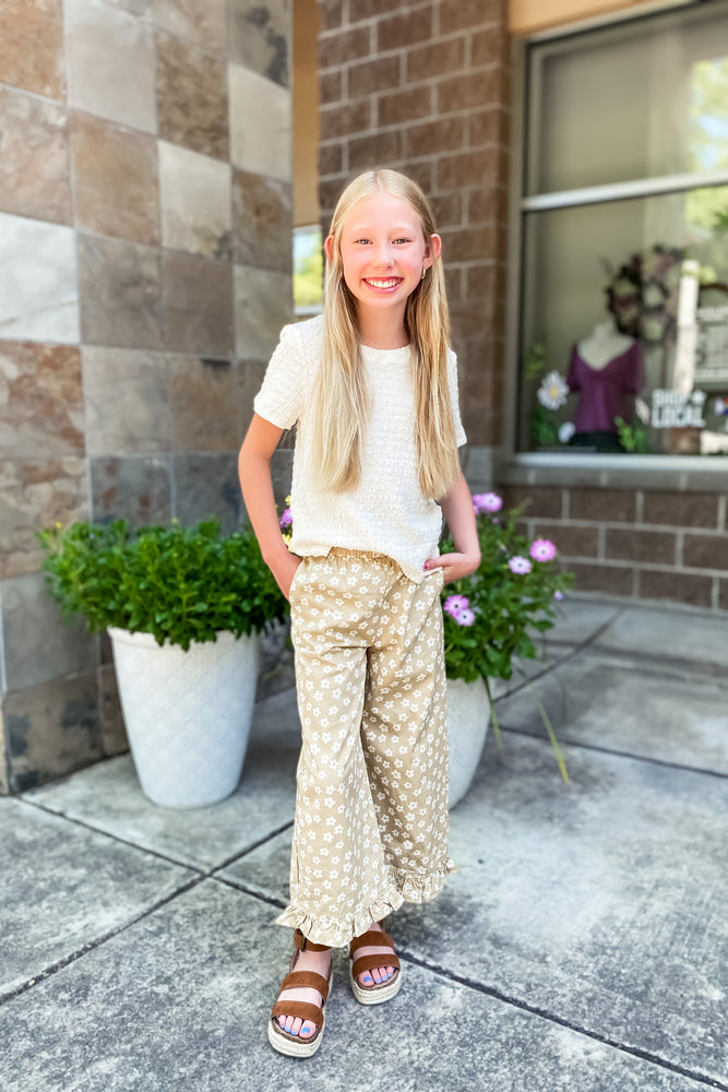 Girls Ivory Smocked Tee - Lilac&Lemon