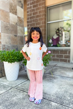 Girls Floral Patched Tee - Lilac&Lemon