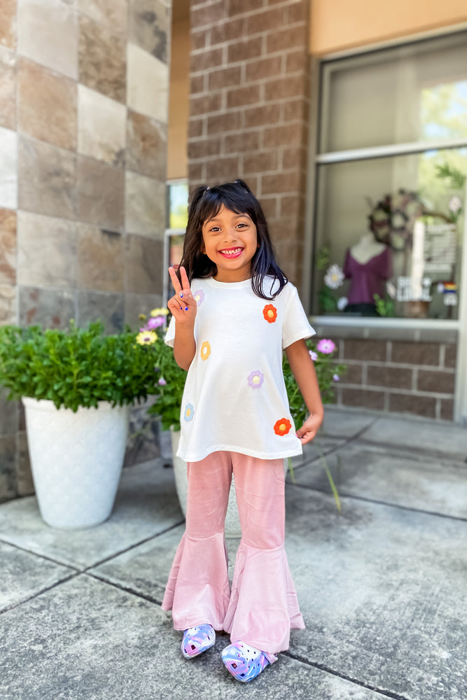 Girls Floral Patched Tee - Lilac&Lemon