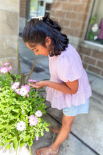 Girls Purple Striped Tee - Lilac&Lemon