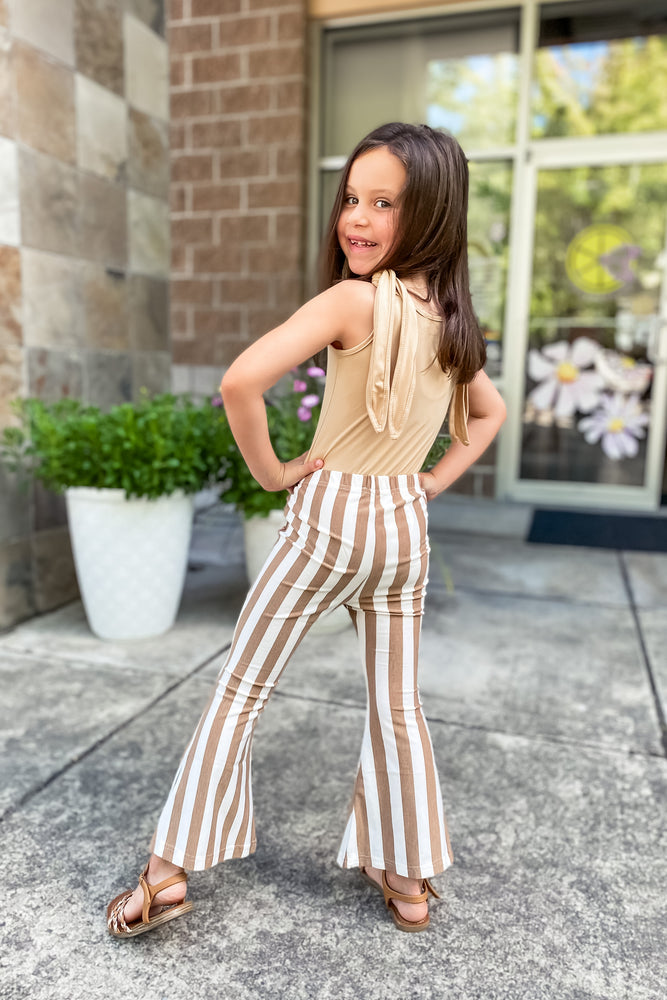 Blakely Boho Bell Bottoms - Tan Stripes - Lilac&Lemon