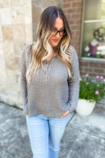 Willow Waffle Knit Pullover Grey Mint