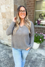 Willow Waffle Knit Pullover Grey Mint - Lilac&Lemon