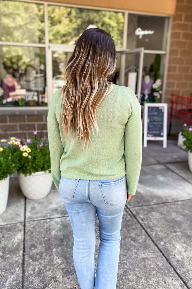 Malia Lightweight Cropped Sweater Sage - Lilac&Lemon