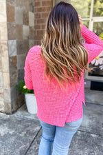 Willow Waffle Knit Pullover Pink - Lilac&Lemon