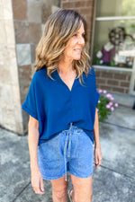 Mia Oversized V-Neck Top Dark Teal