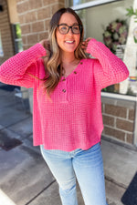 Willow Waffle Knit Pullover Pink - Lilac&Lemon